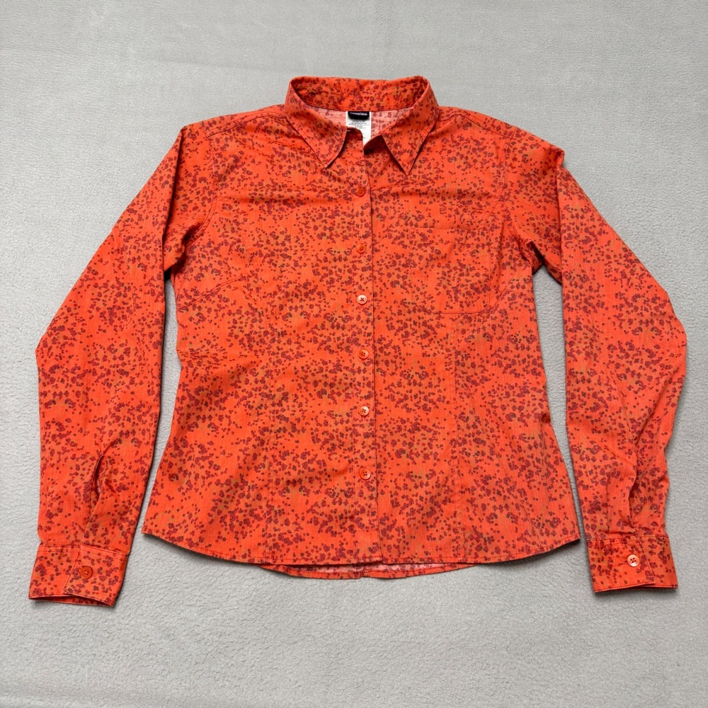 Patagonia Shirt Women 6 Orange Organic Cotton Stretch Comfort Floral Button Down